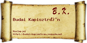 Budai Kapisztrán névjegykártya